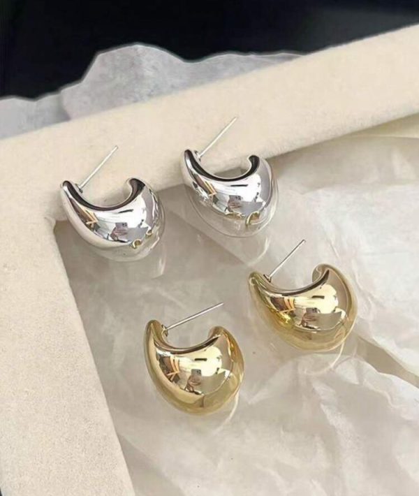 Gold and Silver Water Drop Earrings - Image 3