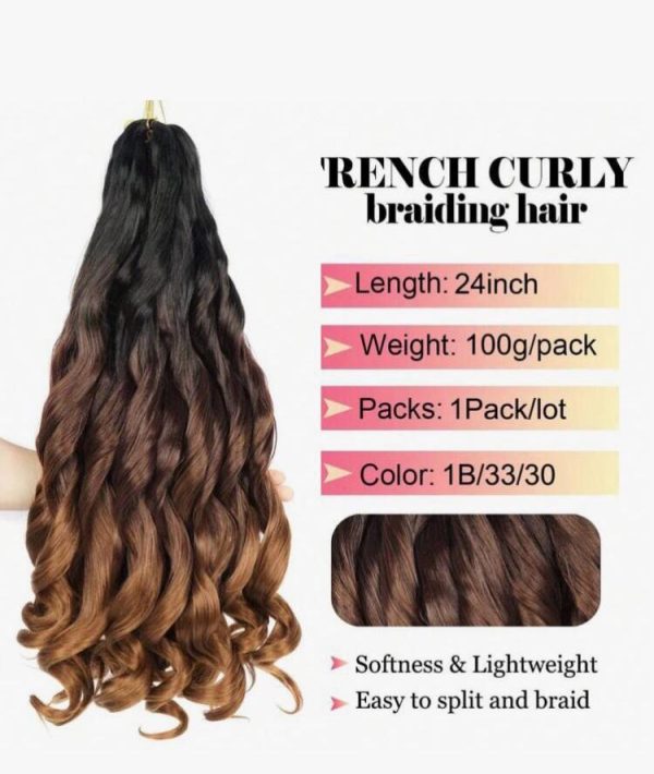 24 Inch 1 Pack French Curly Hairpiece (Colour 1B/33/30) - Image 3