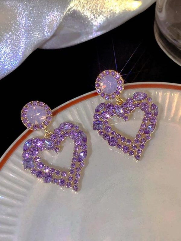 Rhinestone Heart Drop Earrings
